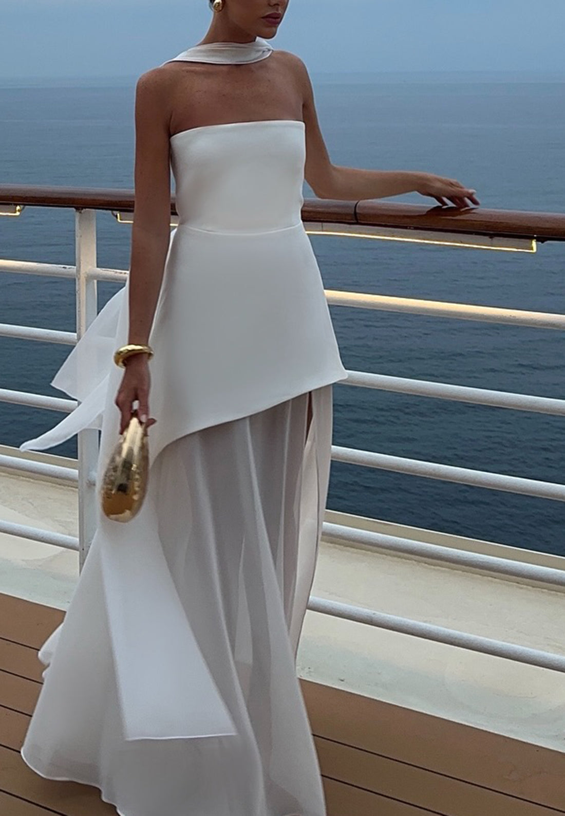 Straight Across Sleeveless Chiffon A-Line Formal Dress