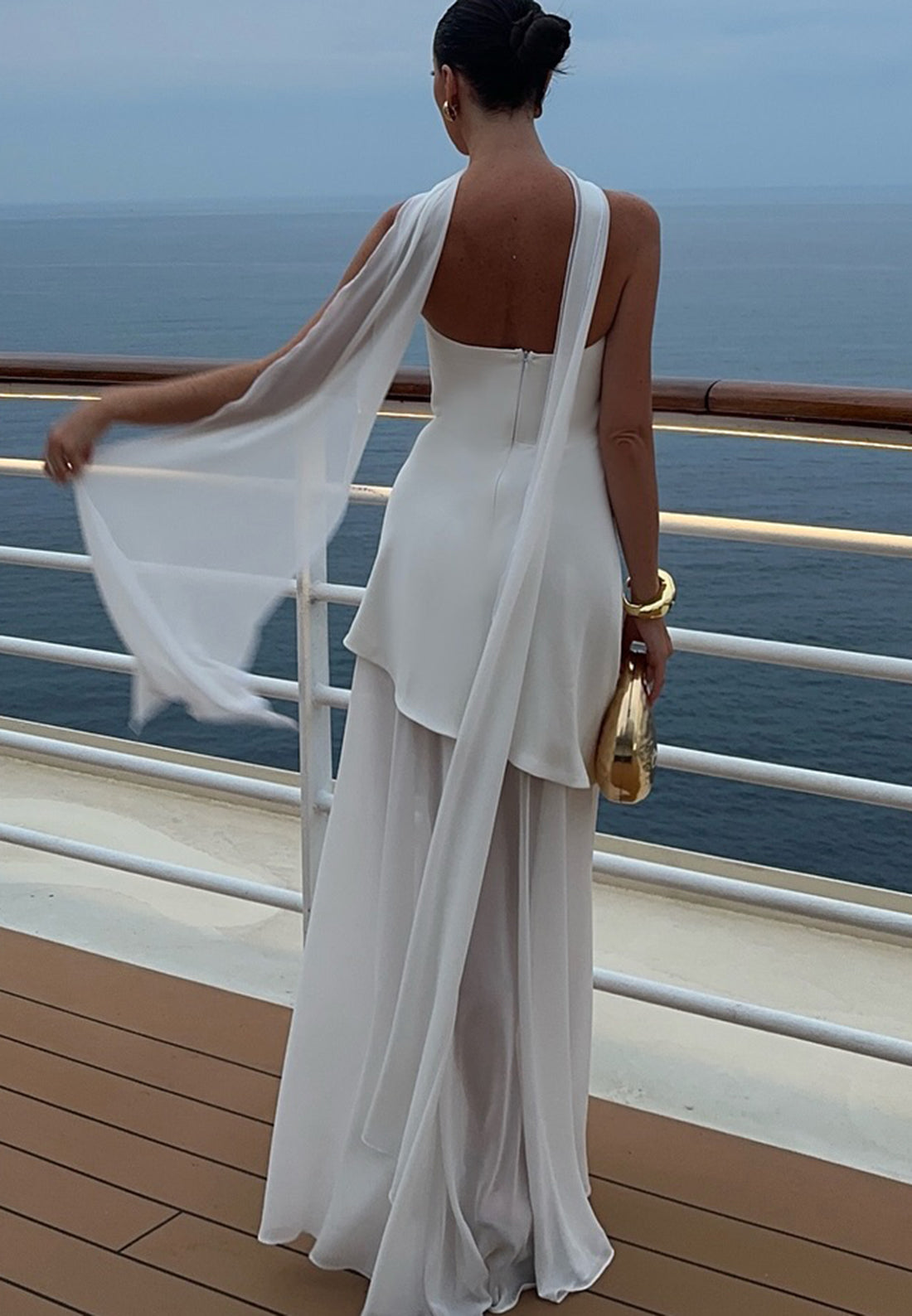 Straight Across Sleeveless Chiffon A-Line Formal Dress