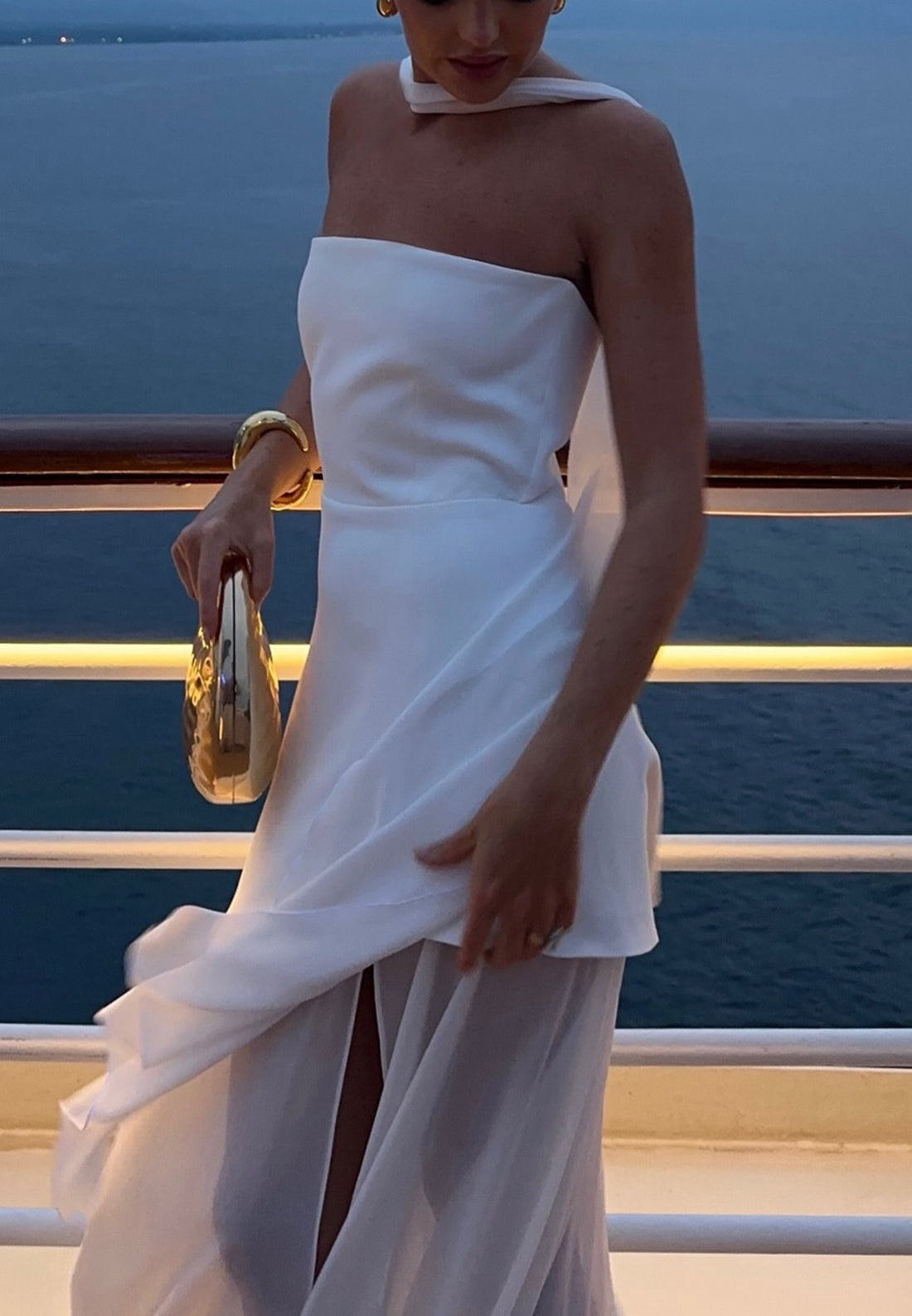 Straight Across Sleeveless Chiffon A-Line Formal Dress