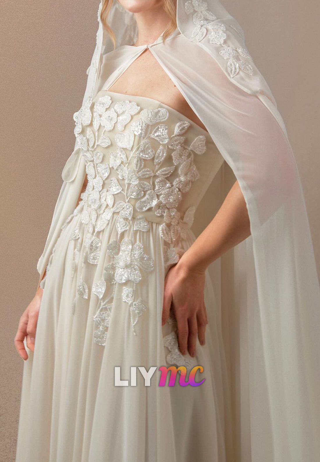 Straight Across Sleeveless Pleated Appliques A-Line Wedding Dress