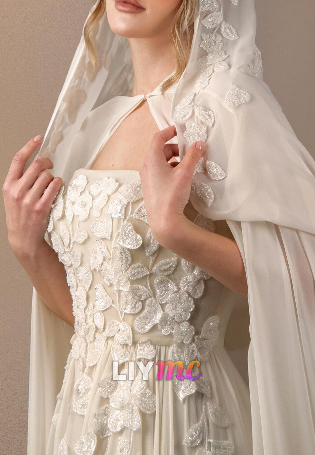 Straight Across Sleeveless Pleated Appliques A-Line Wedding Dress