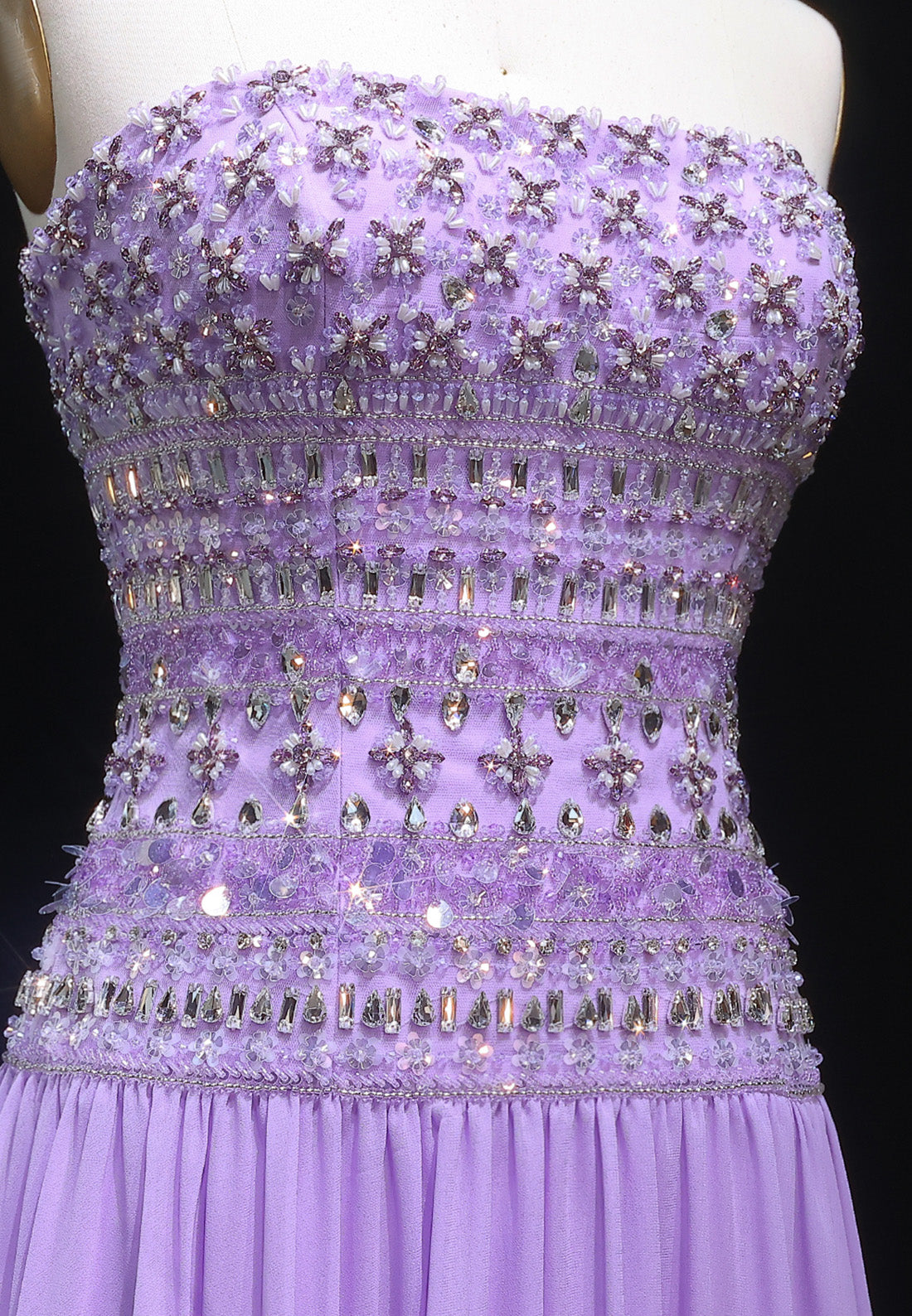 Straight Across Sleeveless Pleated Beaded A-Line Prom Dress