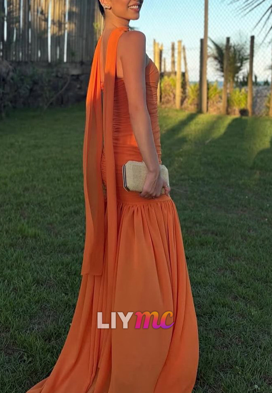 Straight Across Sleeveless Pleated Party Dress Mermaid Wedding Guest Dress