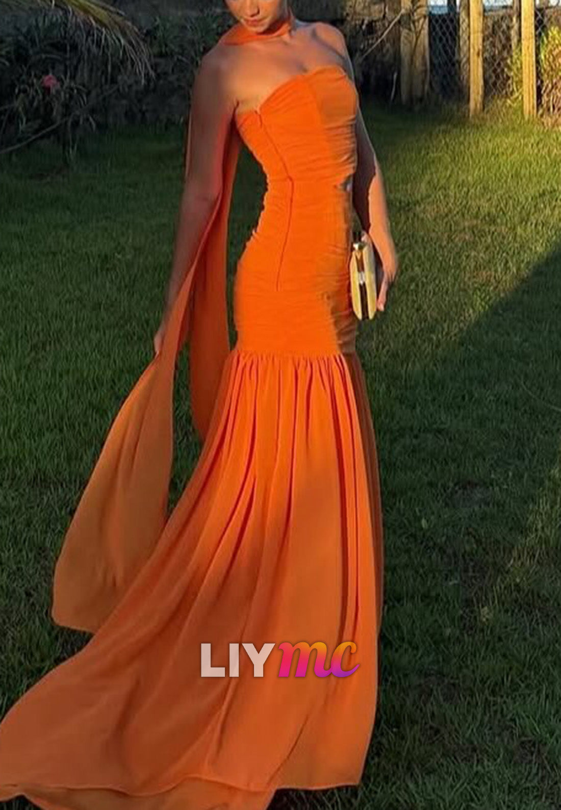 Straight Across Sleeveless Pleated Party Dress Mermaid Wedding Guest Dress