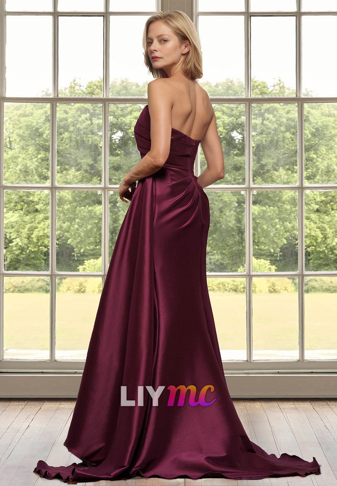 Straight Across Sleeveless Pleated Sheath Mother of Bride Dress