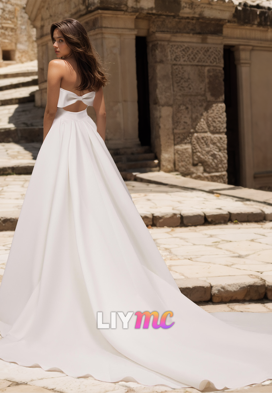 Straight Across Sleeveless Pleated Sleek A-Line Wedding Dress