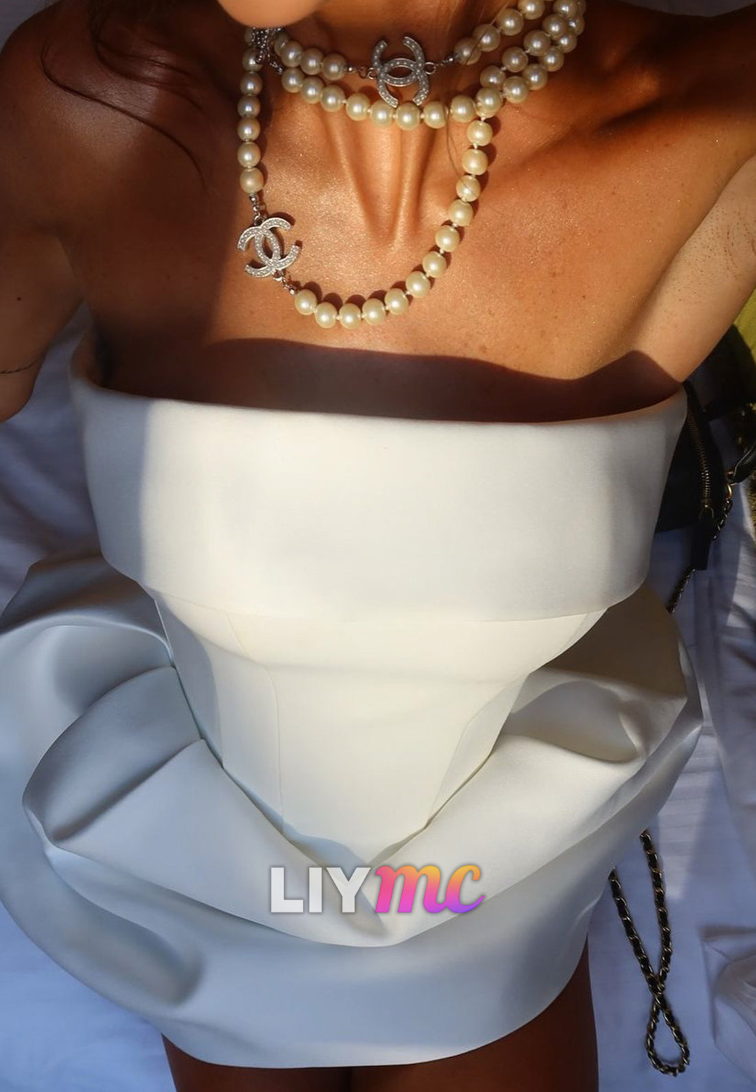 Straight Across Sleeveless Satin A-Line Short Wedding Dress