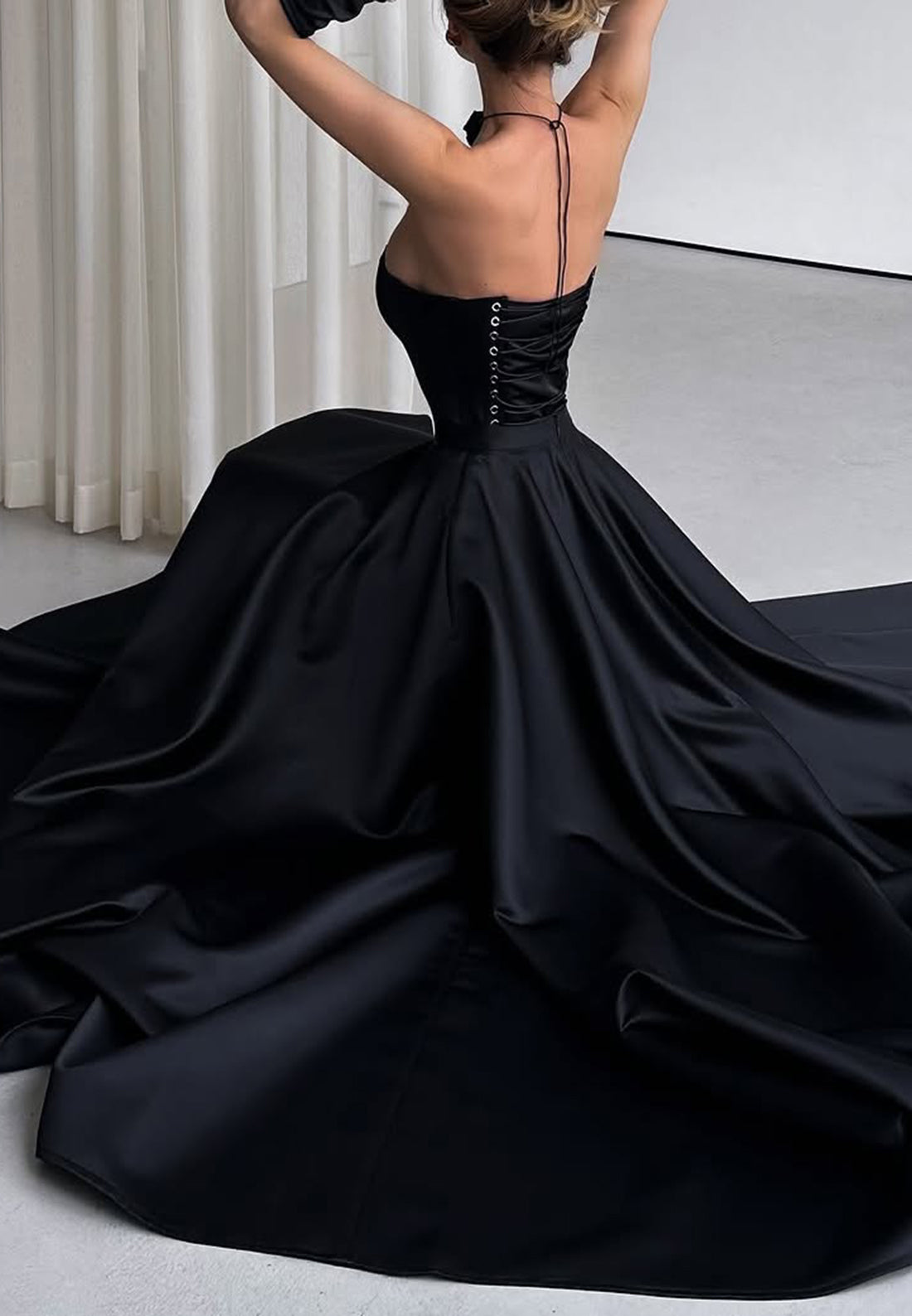 Straight Across Sleeveless Side Slit A-Line Prom Dress
