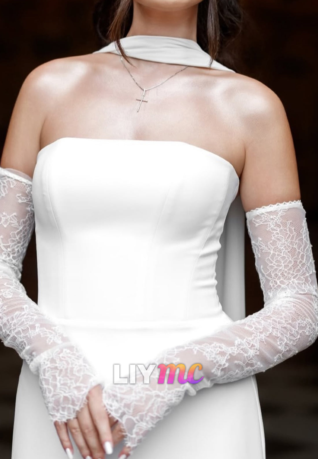 Straight Across Sleeveless Sleek Sheath Wedding Dress