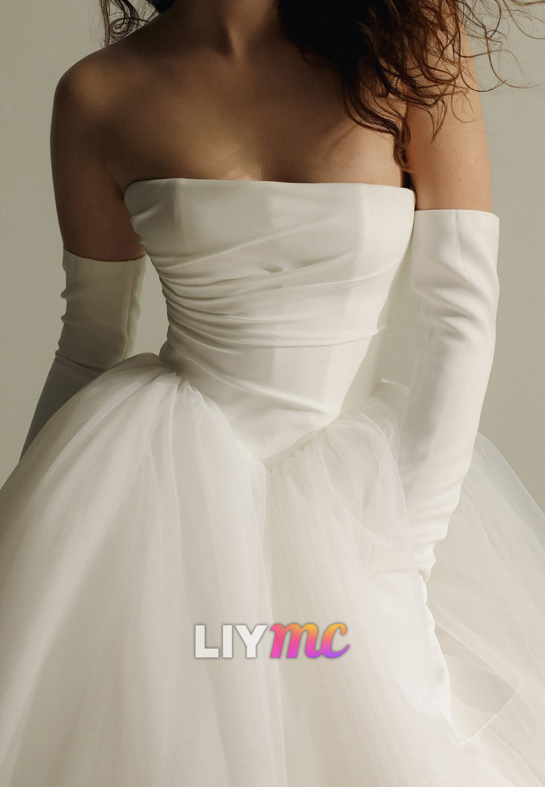 Straight Across Sleeveless Tulle Ball Gown Wedding Dress