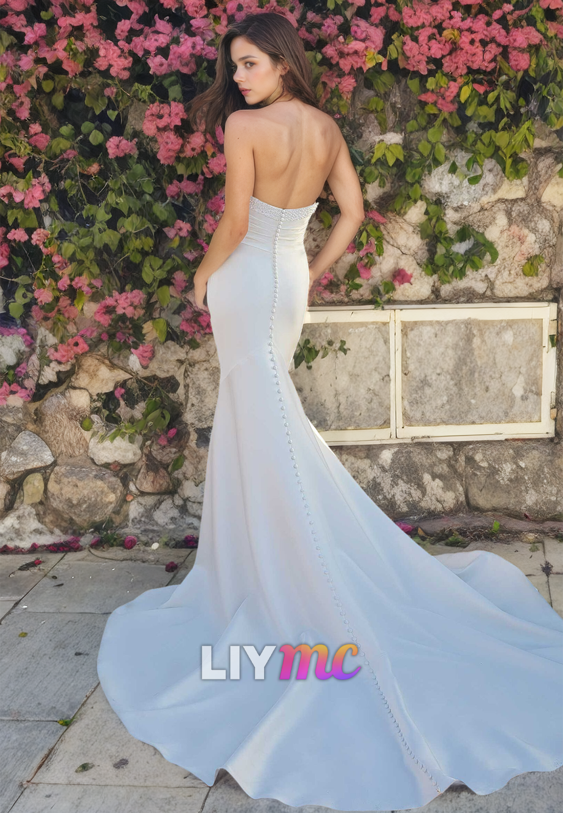 Straight Across Strapless Mermaid Wedding Dress