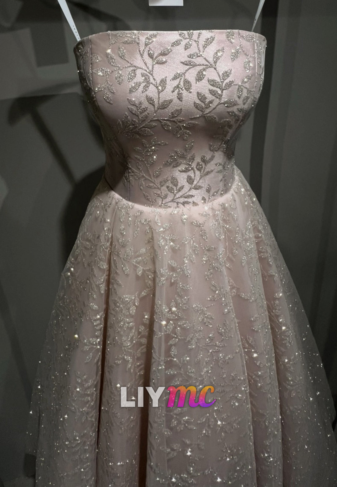Strapless Beaded Embroidery A-Line Sparkly Wedding Dress