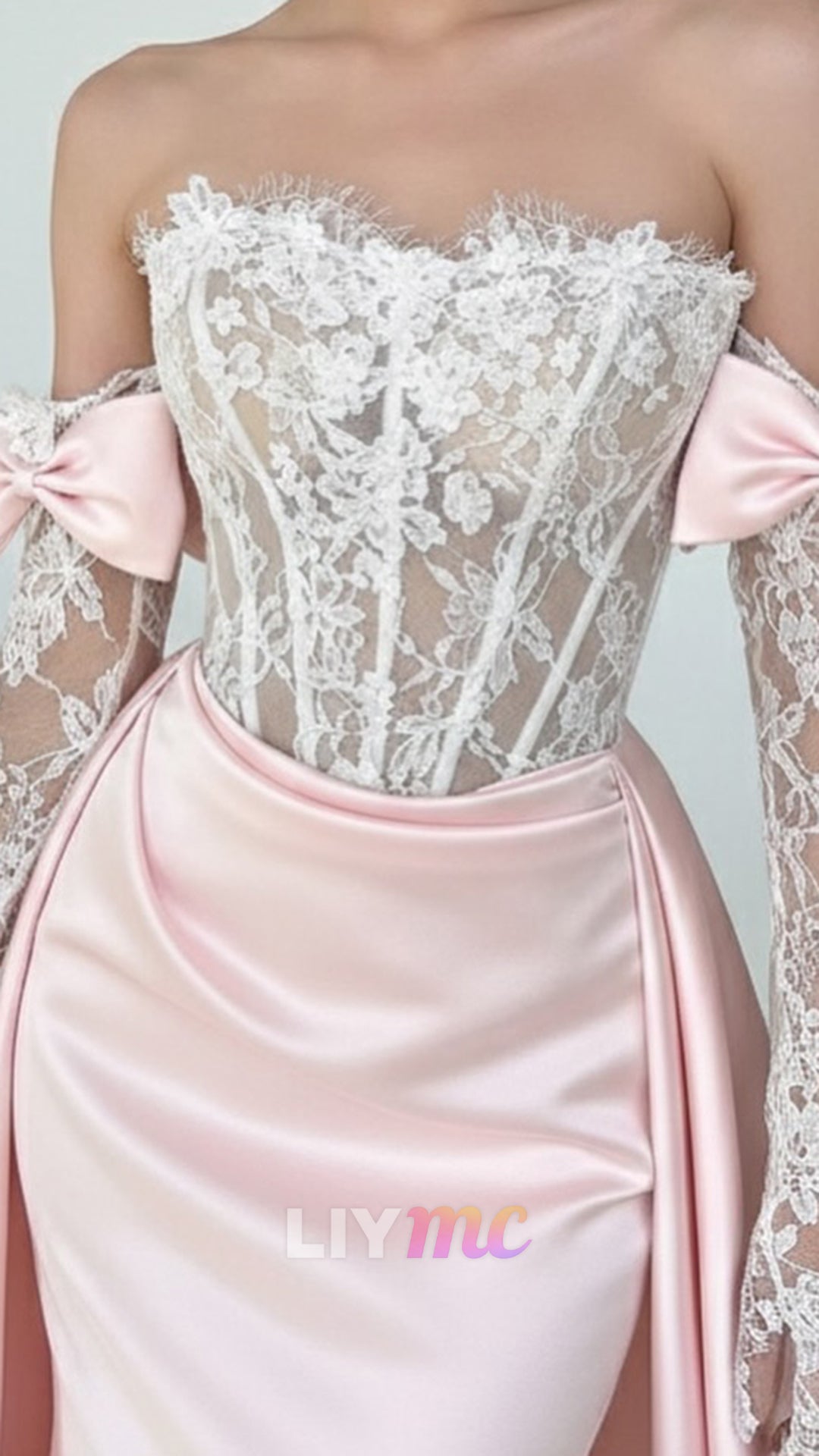 Strapless Lace Appliques Corset Mermaid Prom Dress