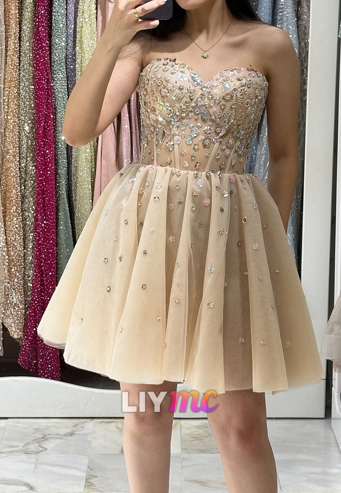 Sweeetheart Beaded Pleated A-Line Short Party Homecoming Dress