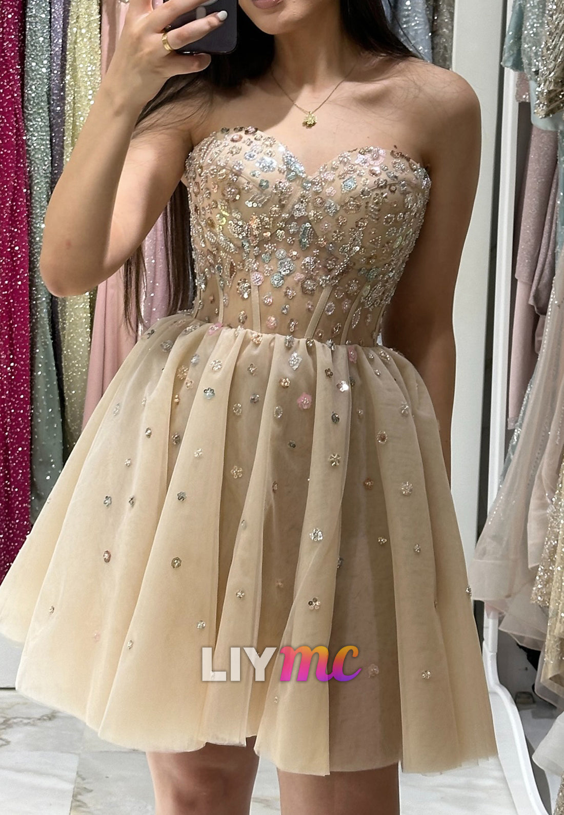 Sweeetheart Beaded Pleated A-Line Short Party Homecoming Dress