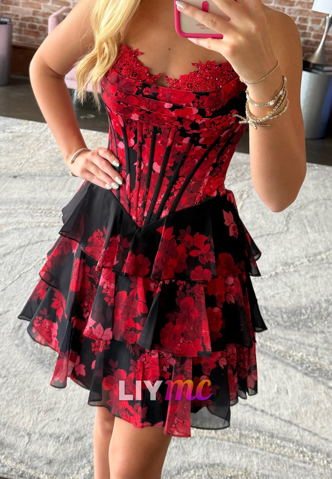 Sweetheart Appliques Tiered A-Line Short Party Homecoming Dress