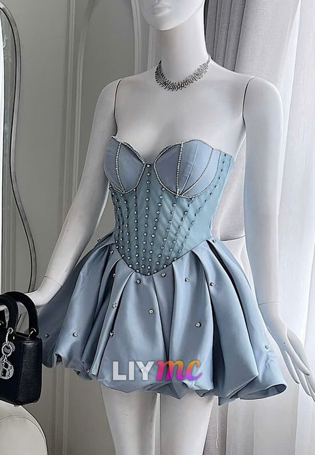 Sweetheart Beaded Pleated Sleeveless Party Homecoming Dress