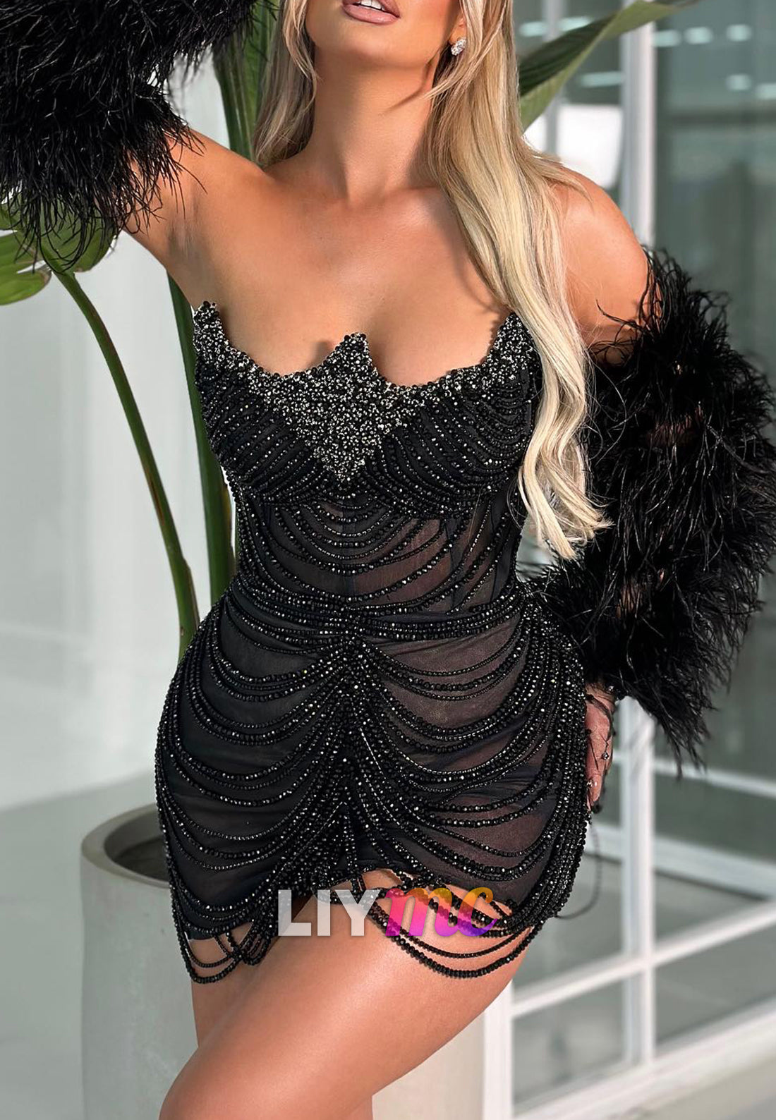 Sweetheart Beaded Sheath Party Homecoming Dress