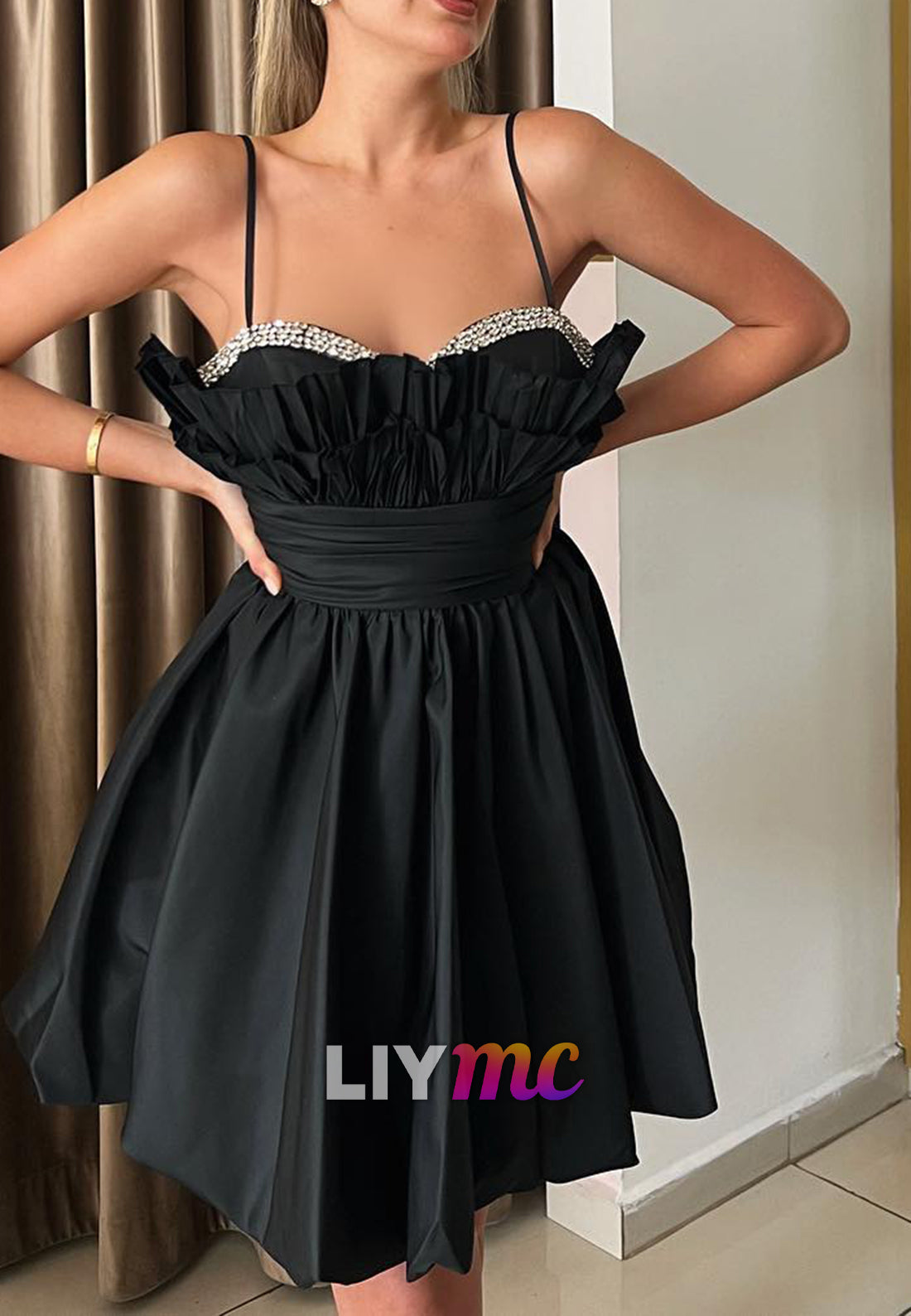 Sweetheart Beaded Spaghetti Straps A-Line Party Homecoming Dress