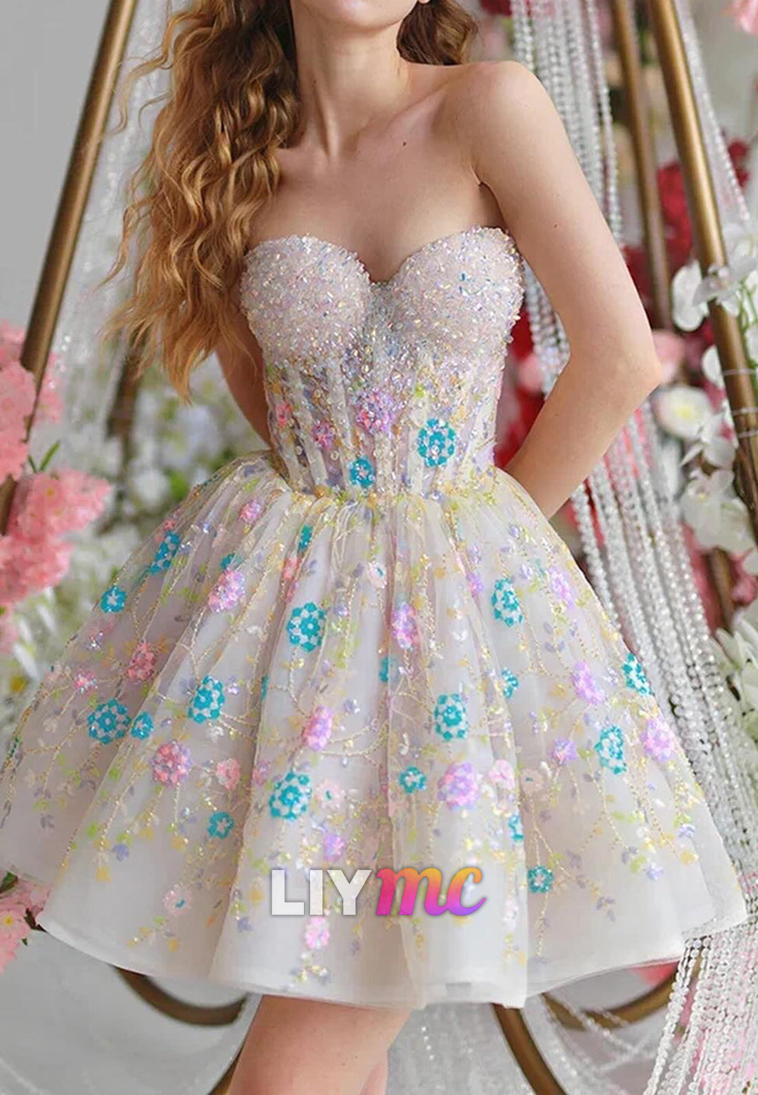 Sweetheart Beaded Sparkly A-Line Short Party Homecomig Dress