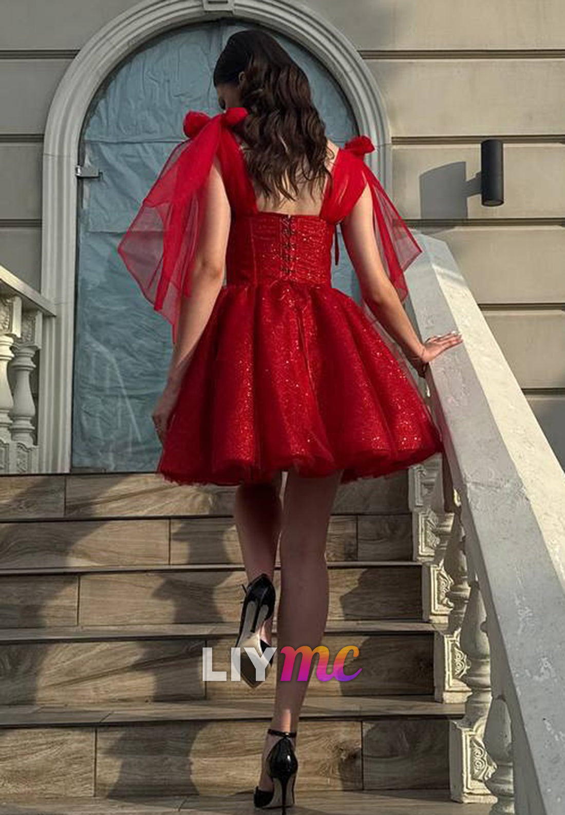 Sweetheart Bowknot Sparkly A-Line Party Homecoming Dress