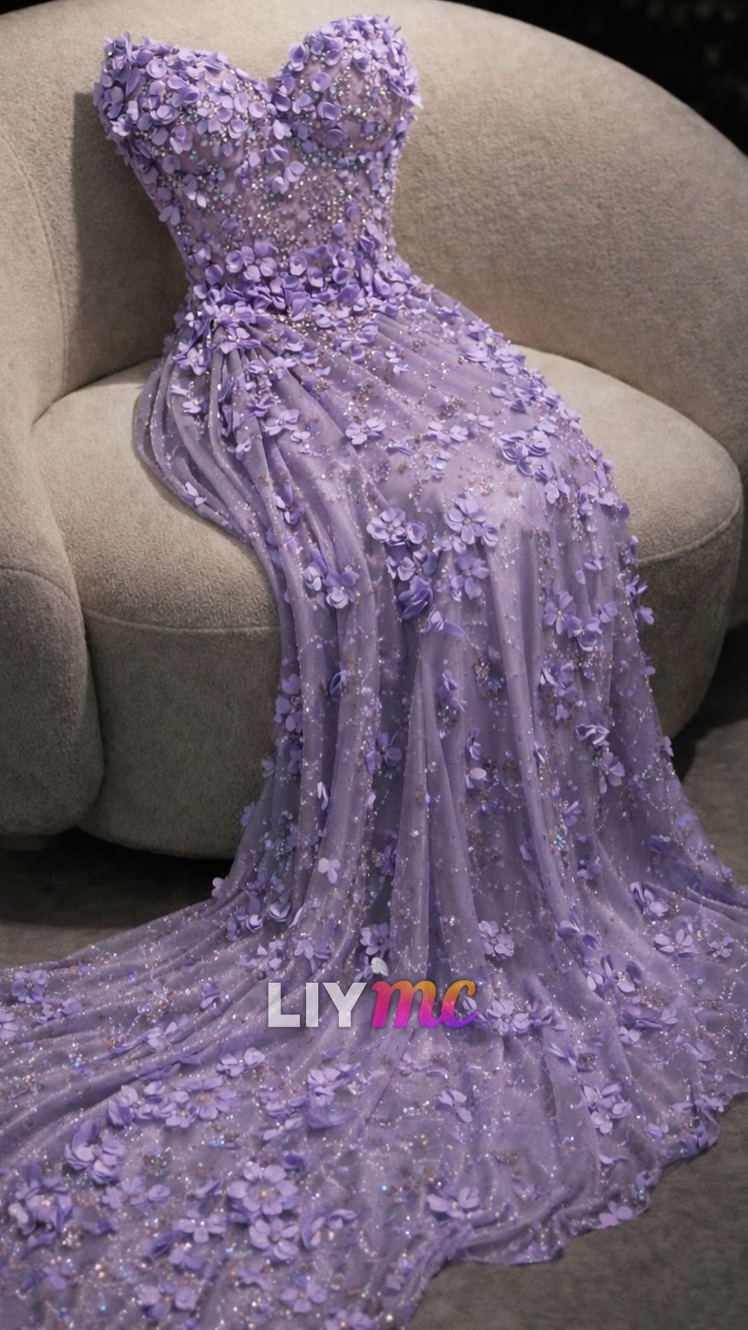 Sweetheart Floral Embellished Mermaid Prom Dress