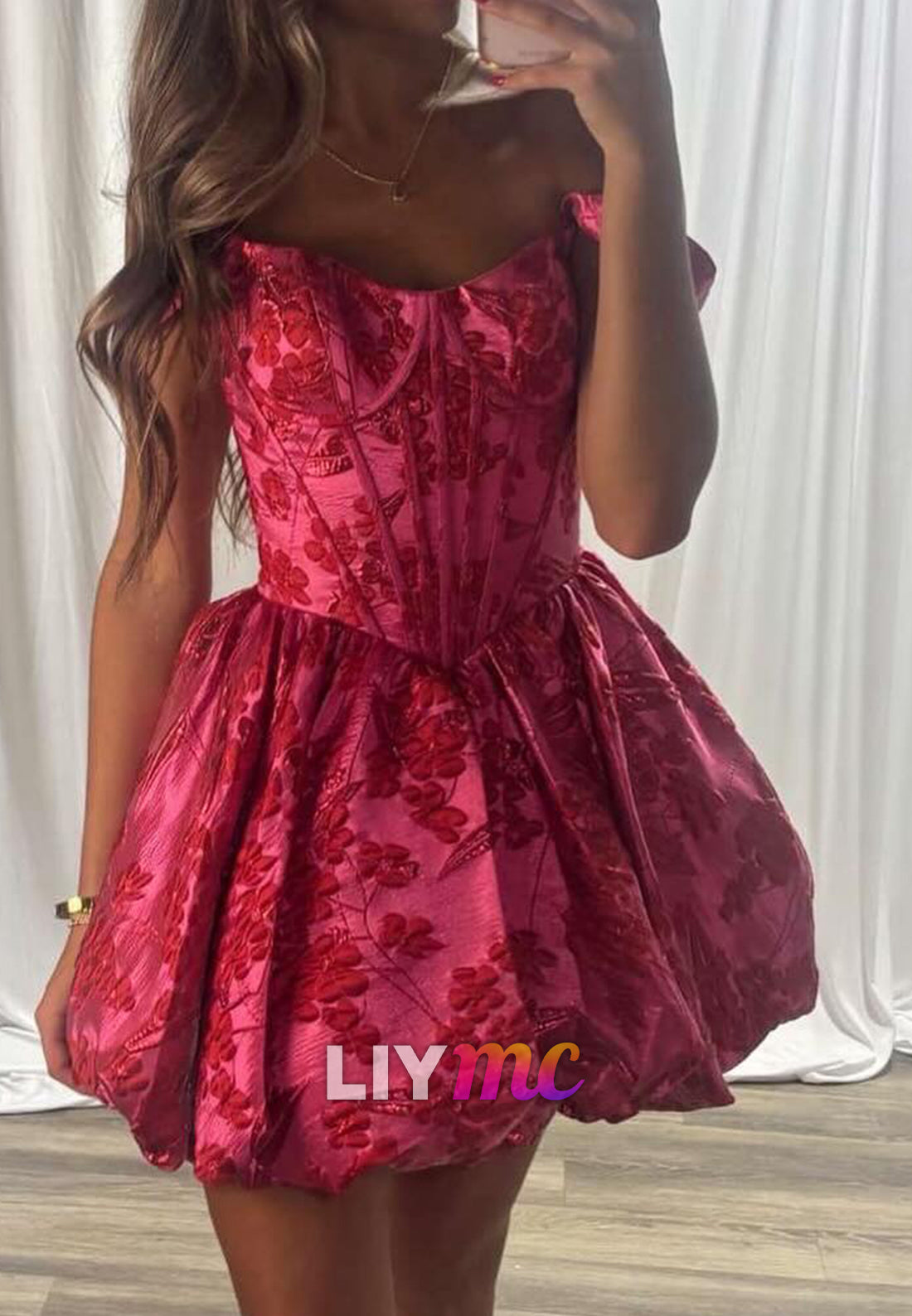 Sweetheart Floral Printed A-Line Satin Party Homecoming Dress