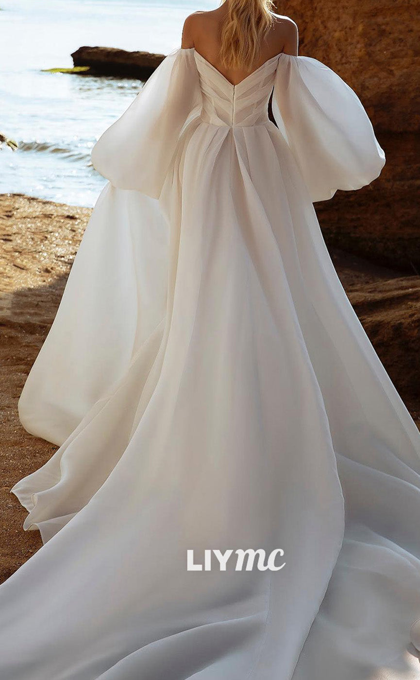 LW706 - Sweetheart High Slit Sleek Satin Beach Wedding Dress