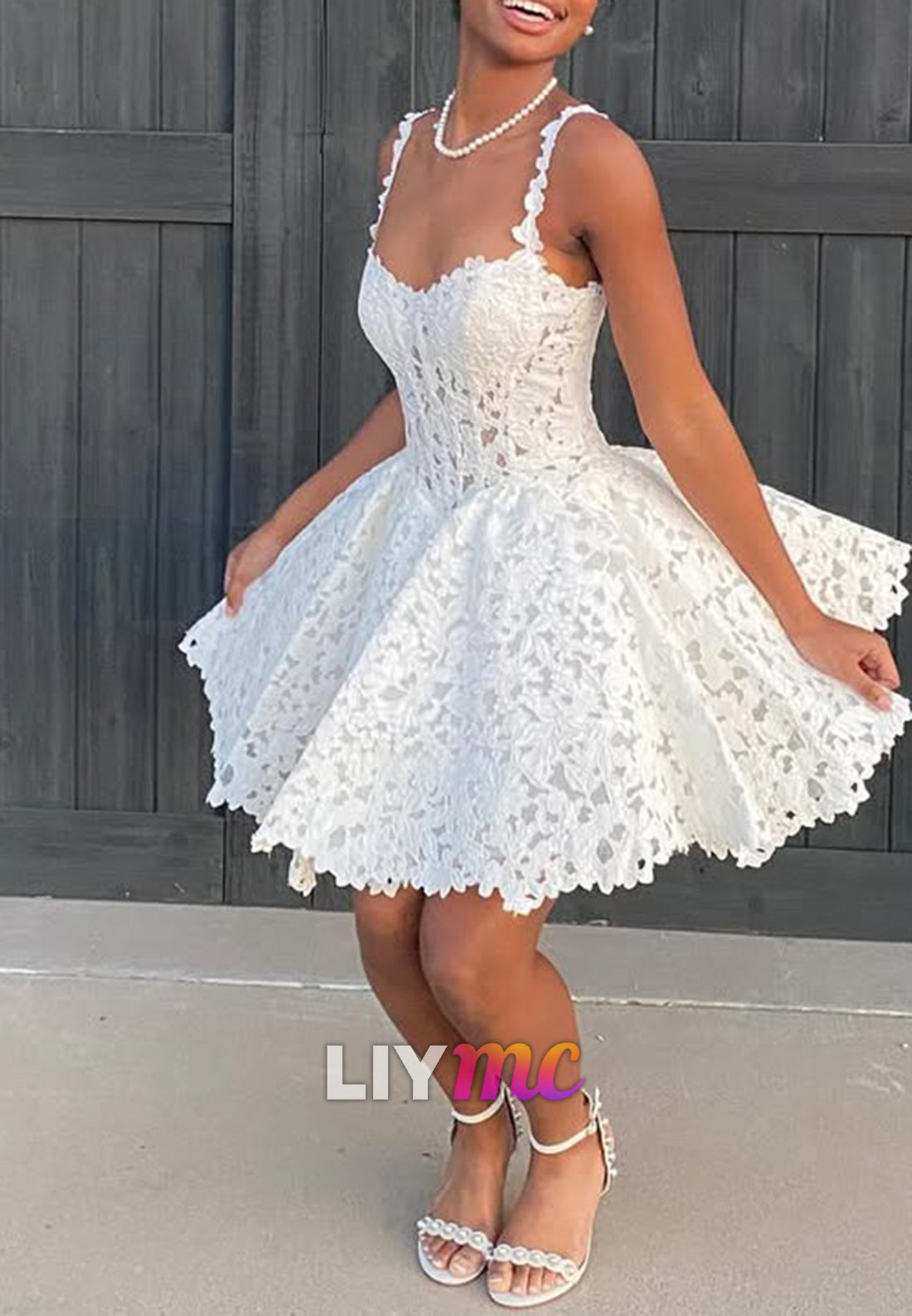Sweetheart Lace Appliques A-Line Party Homecoming Dress