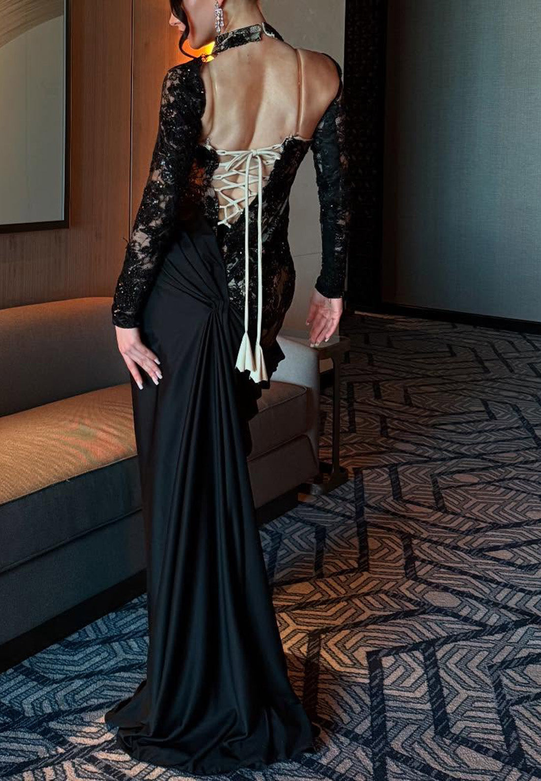 Sweetheart Long Sleeves Appliques Mermaid Evening Dress