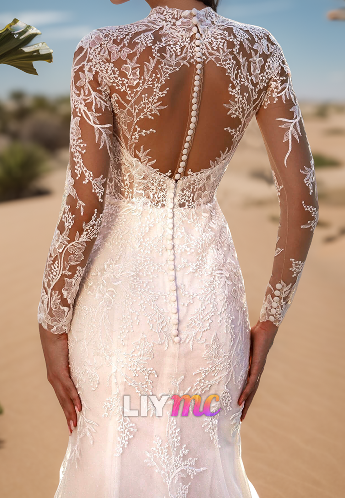 Sweetheart Long Sleeves Lace Appliques Mermaid Wedding Dress