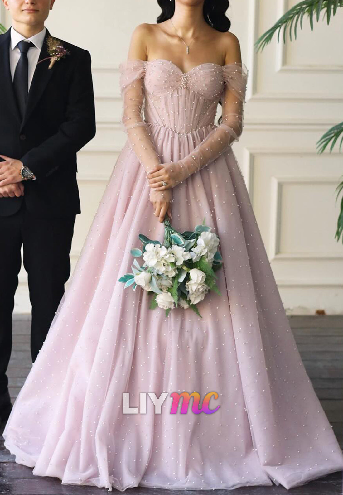 Sweetheart Pearl Pleated A-Line Evening Dress