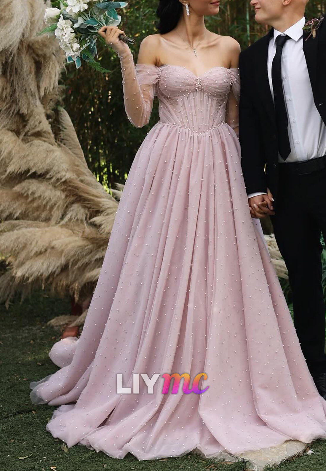Sweetheart Pearl Pleated A-Line Evening Dress