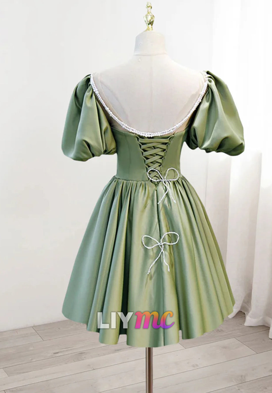 Sweetheart Puff Sleeves Pleated A-Line Party Homecoming Dress