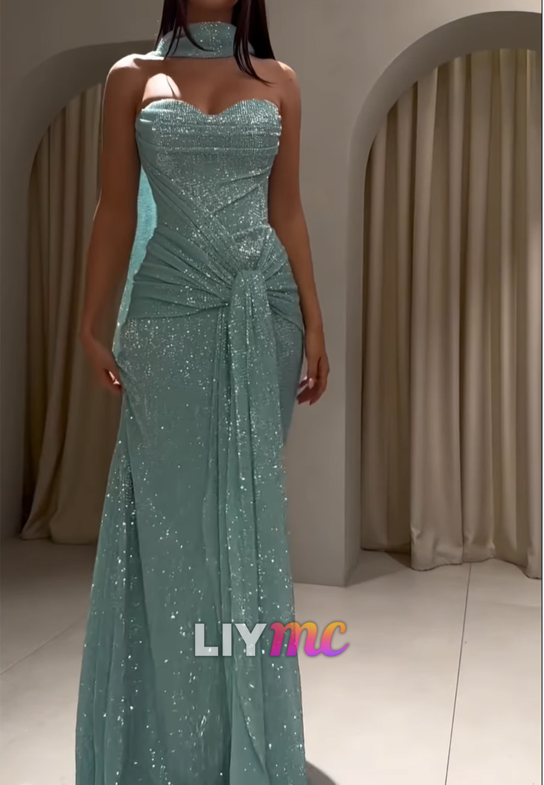 Sweetheart Sequins Sleeveless Mermaid Prom Dress