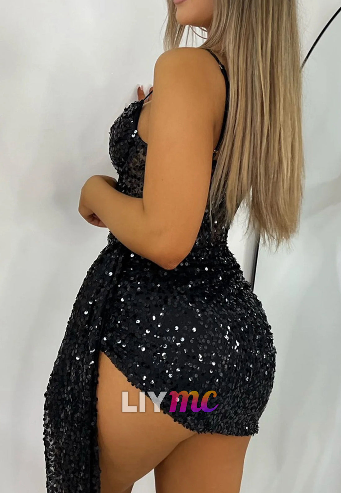 Sweetheart Sequins Spaghetti Straps Sparkly Sheath Party Homecoming Dress