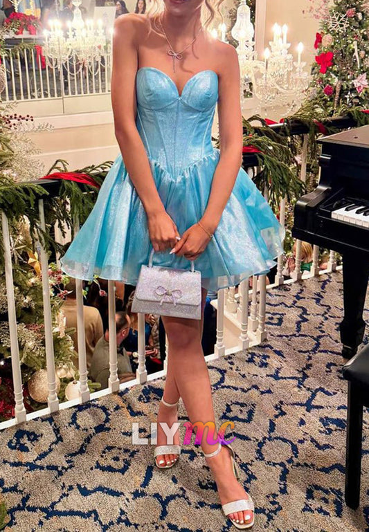 Sweetheart Sleek Pleated A-Line Party Homecoming Dress