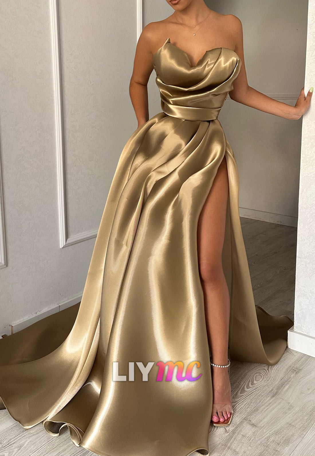 Sweetheart Sleek Side Slit Evening Dress A-Line Prom Dress