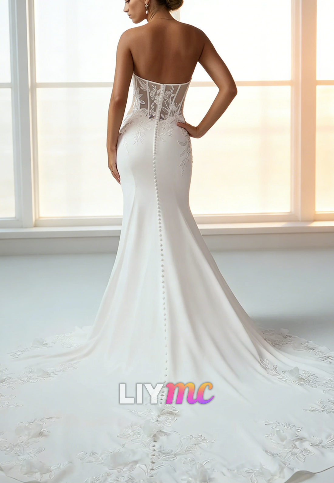 Sweetheart Sleeveless Appliques Mermaid Wedding Dress