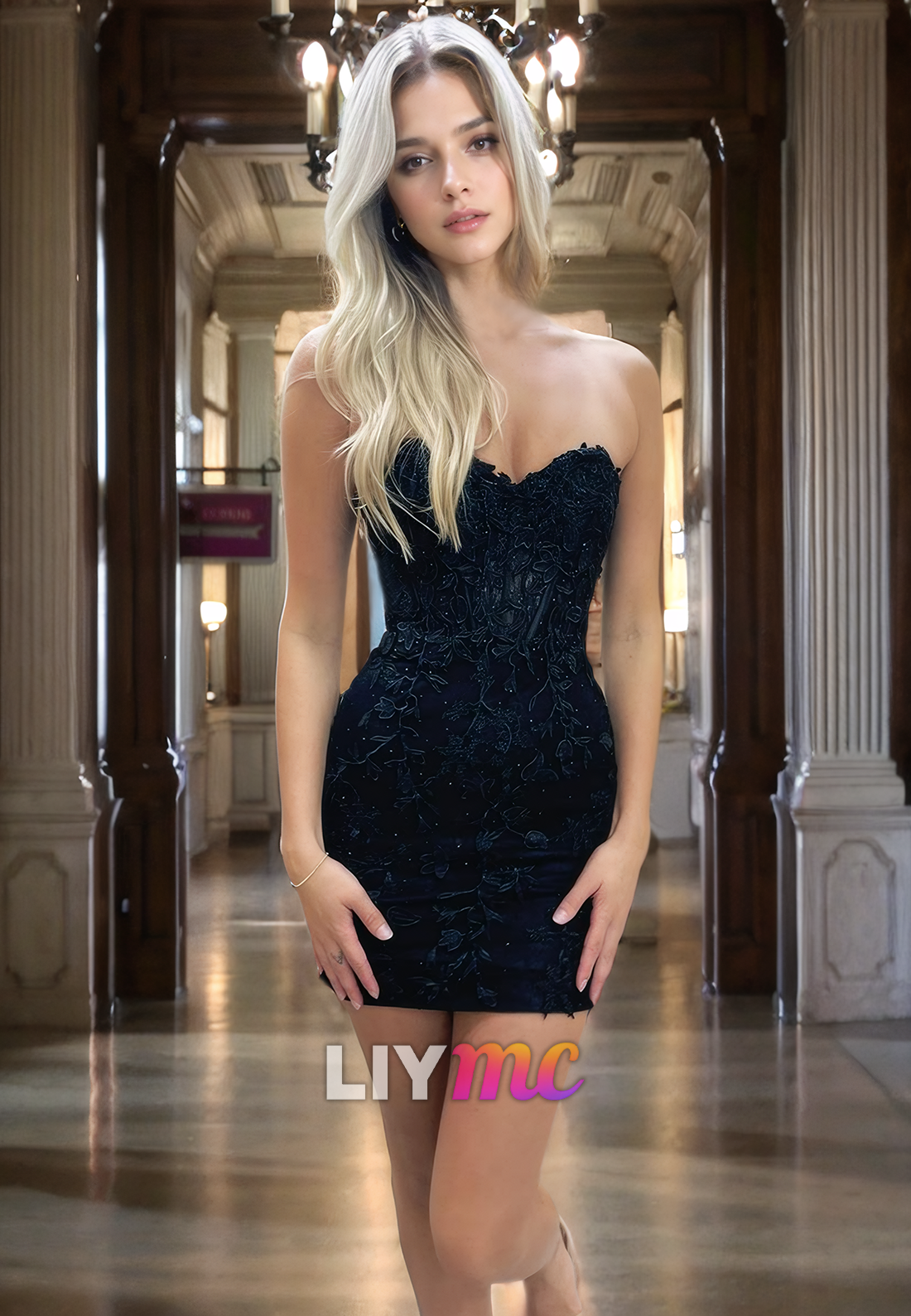 Sweetheart Sleeveless Appliques Sheath Short Homecoming Dress