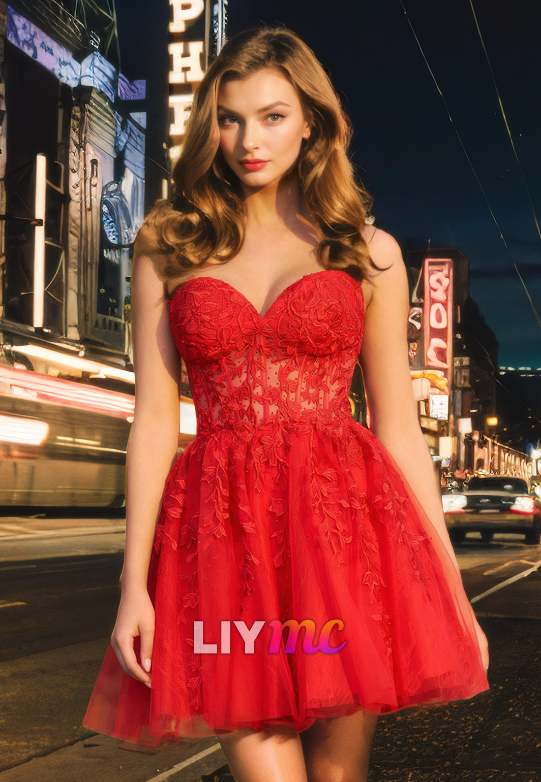 Sweetheart Sleeveless Appliques Tulle A-Line Short Homecoming Dress