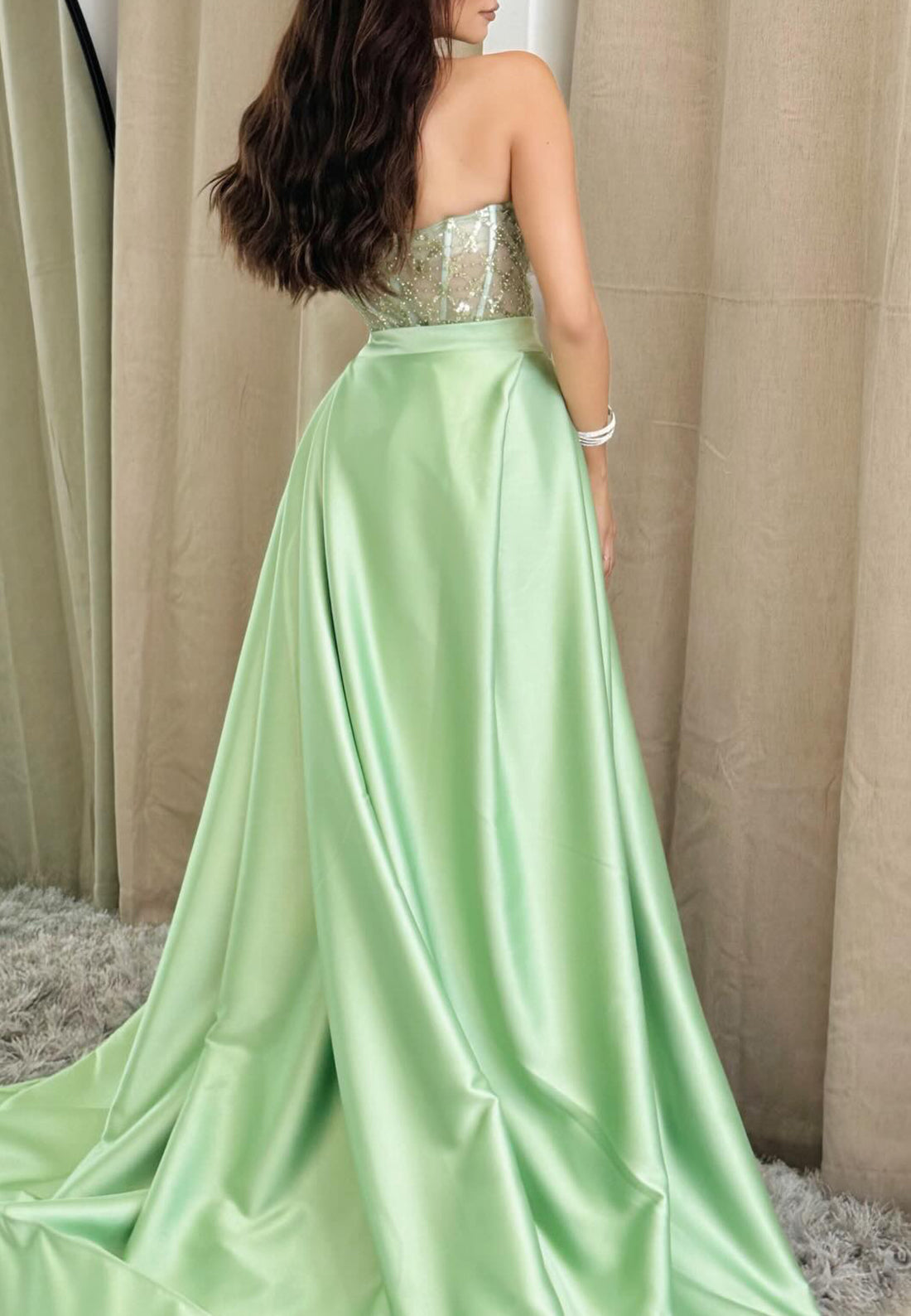 Sweetheart Sleeveless Beaded Emboridery Side Slit Sheath Prom Dress