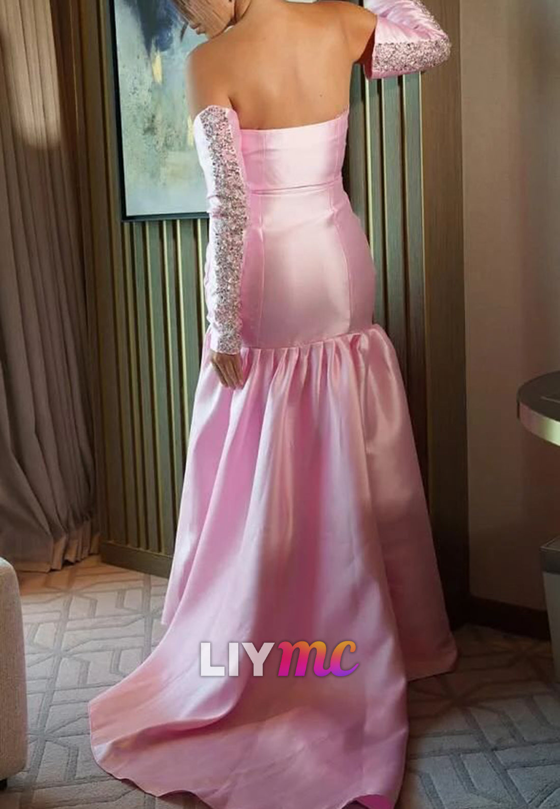 Sweetheart Sleeveless Beaded Pleated Mermaid Evening Dress