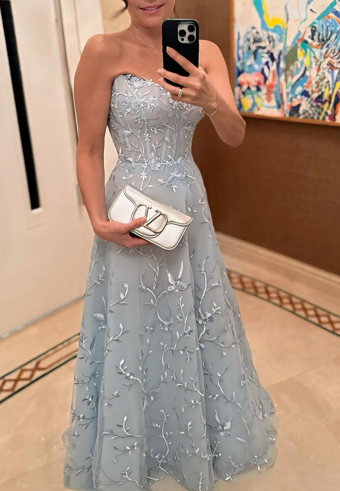 Sweetheart Sleeveless Floral Appliques A-Line Formal Dress