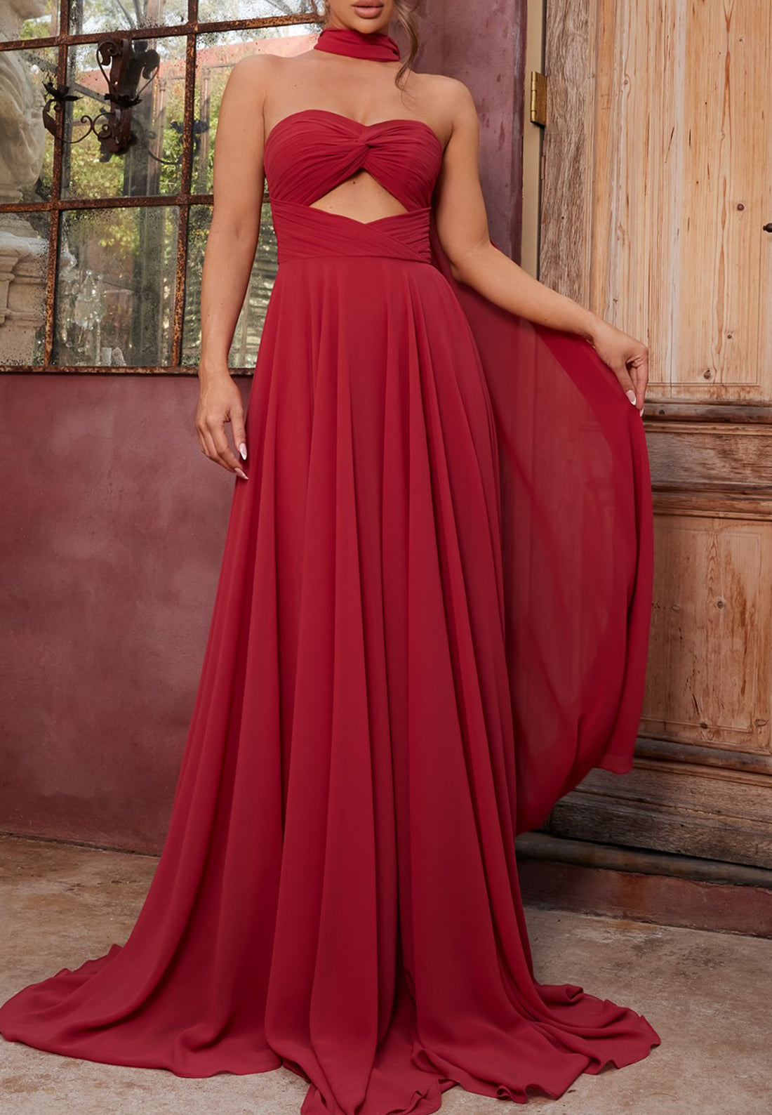 Sweetheart Sleeveless Illusion Formal Dress Pleated A-Line Evening Dress