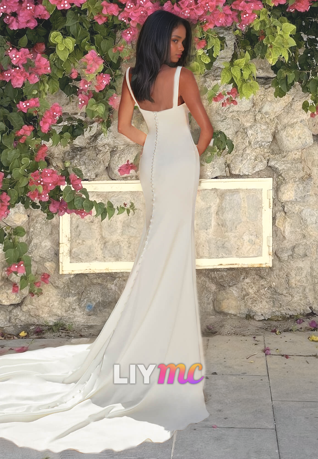 Sweetheart Sleeveless Illusion Sleek Mermaid Beach Wedding Dress