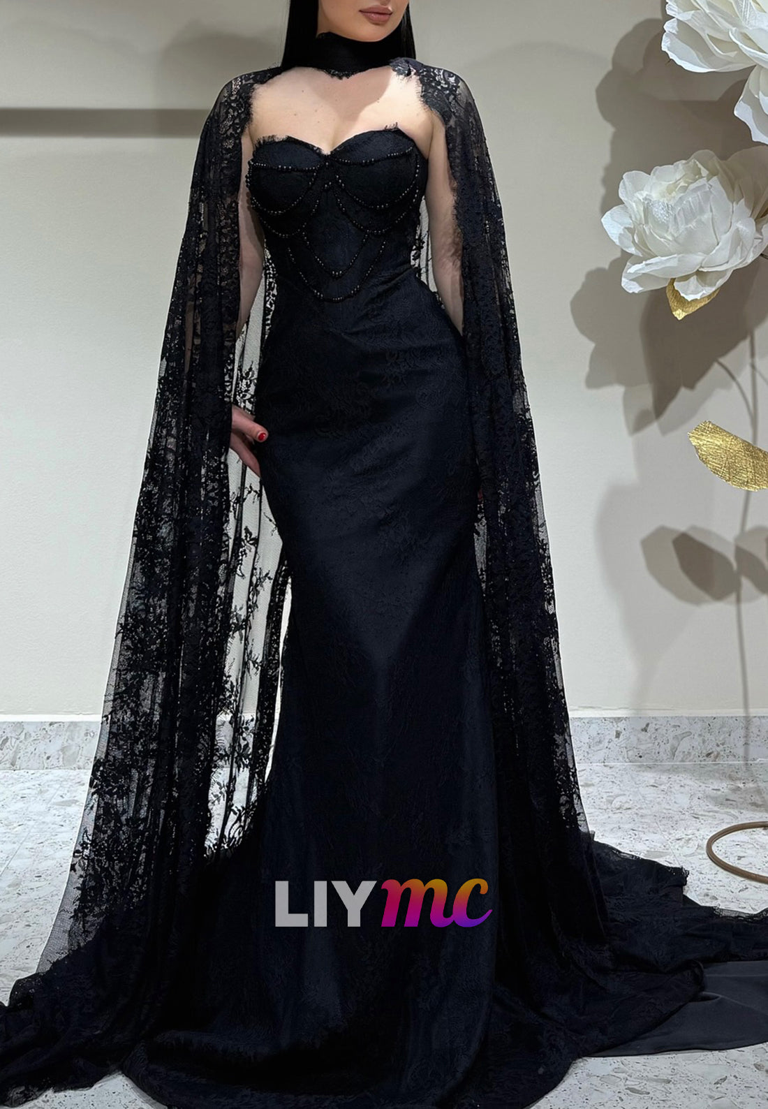 Sweetheart Sleeveless Lace Appliques Mermaid Evening Dress