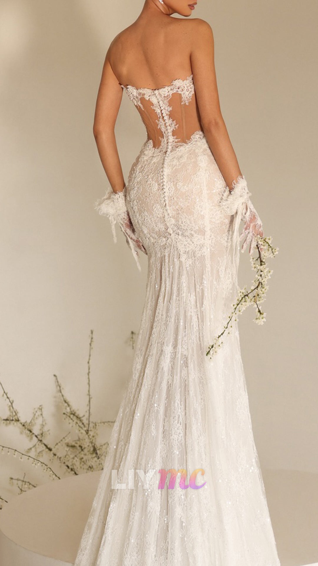 Sweetheart Sleeveless Lace Appliques Mermaid Wedding Dress