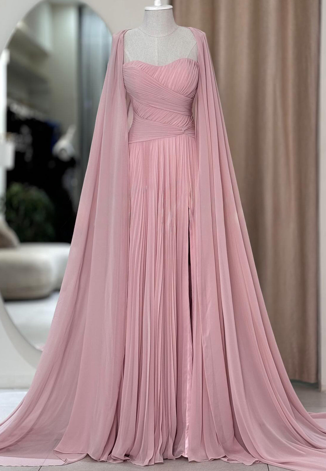 Sweetheart Sleeveless Pleated Chiffon A-Line Formal Dress