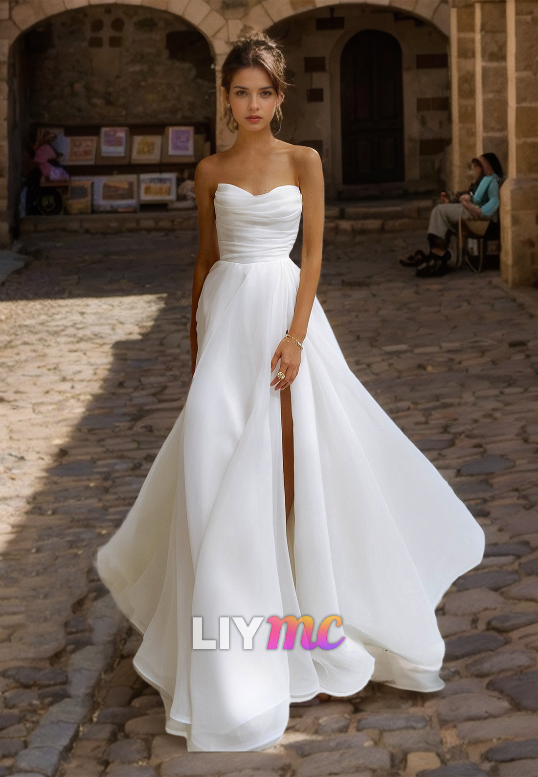 Sweetheart Sleeveless Ruched Pleated Sleek A-Line Wedding Dress Liymc Sweetheart Sleeveless Ruched Pleated Sleek A-Line Wedding Dress Liymc